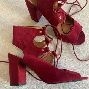 Burgundy Tie Up Heels